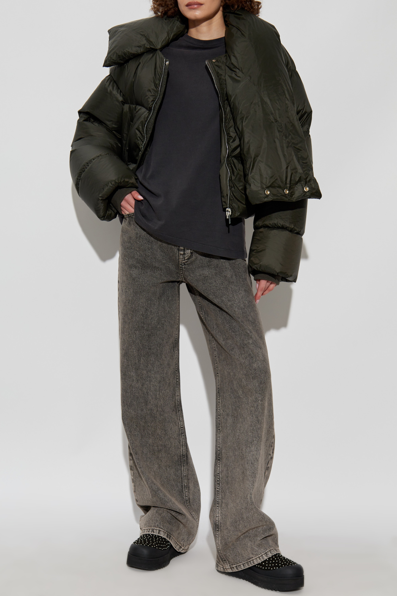 Green Down jacket Funnel Neck Rick Owens - Vitkac Italy